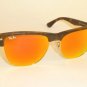 New RAY BAN Sunglasses  CLUBMASTER OVERSIZED  RB 4175 6092/69 Orange Mirror Lens