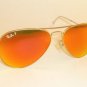 New RAY BAN Aviator Matte Gold Frame RB 3025 112/4D Polarized Red Mirror 58mm