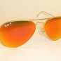 New RAY BAN Aviator Matte Gold Frame RB 3025 112/4D Polarized Red Mirror 58mm