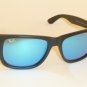 New RAY BAN Justin Sunglasse Matte Black Rubber RB 4165 622/55 Blue Mirror 54mm