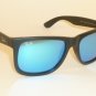 New RAY BAN Justin Sunglasse Matte Black Rubber RB 4165 622/55 Blue Mirror 54mm