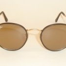 RAY BAN Round Metal  Matte Gold  Brown Leather  RB 3475Q 112/53  Brown Lens 50mm