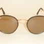 RAY BAN Round Metal Matte Gold Brown Leather RB 3475Q 112/53 Brown Lens 50mm