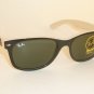 New RAY BAN Sunglasses WAYFARER Top Black On Beige RB 2132 875 G-15 Lens 52mm