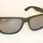 New RAY BAN Justin Sunglasse Matte Black Rubber RB 4165 622/6G Grey Mirror 51mm