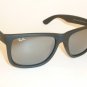 New RAY BAN Justin Sunglasse Matte Black Rubber RB 4165 622/6G Grey Mirror 51mm