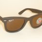 New RAY BAN WAYFARER BROWN LEATHER Sunglasses RB 2140QM 1153/N6 Polarized Lenses