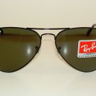New RAY BAN Aviator Sunglasses Glass Polarized Green RB 3025 002/58  Black  58mm
