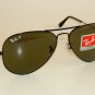 New RAY BAN Aviator Sunglasses Glass Polarized Green RB 3025 002/58  Black  58mm