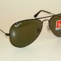 New RAY BAN Aviator Sunglasses Glass Polarized Green RB 3025 002/58  Black  58mm