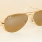 New RAY BAN Aviator Sunglasses Gold Frame RB 3025 001/3K Brown Mirror Lens 55mm