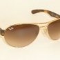 New RAY BAN Sunglasses Gold Frame RB 3509 001/13 Gradient Brown Lenses