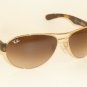 New RAY BAN Sunglasses Gold Frame RB 3509 001/13 Gradient Brown Lenses