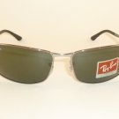 New  RAY BAN  Sunglasses  Gunmetal Frame  RB 3498 004/71  Green Lenses  64mm