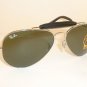 New RAY BAN Aviator Silver Outdoorsman Leather RB 3422Q 003 G-15 Lenses 55mm