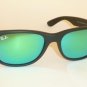 RAY BAN Sunglasses Matte Black Rubber WAYFARER  RB 2132 622/19 Green Mirror 55mm