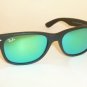 RAY BAN Sunglasses Matte Black Rubber WAYFARER  RB 2132 622/19 Green Mirror 55mm