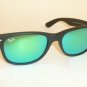 RAY BAN Sunglasses Matte Black Rubber WAYFARER  RB 2132 622/19 Green Mirror 55mm
