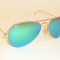 New RAY BAN Aviator Sunglasses Matte Gold Frame RB 3025 112/19 Green Mirror 62mm