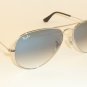 New RAY BAN Aviator Sunglasses Silver Frame  RB 3025 003/3F  Gradient Blue  62mm