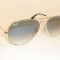 New RAY BAN Aviator Sunglasses Silver Frame  RB 3025 003/3F  Gradient Blue  62mm