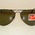 New RAY BAN Aviator Sunglasses Glass Polarized Green  RB 3025 002/58 Black  62mm