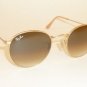 RAY BAN Sunglasses ROUND METAL Matte Gold Frame RB 3447 112/51 Gradient Brown