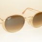 RAY BAN Sunglasses ROUND METAL Matte Gold Frame RB 3447 112/51 Gradient Brown