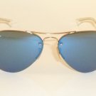 New  RAY BAN  Sunglasses AVIATOR  Gold Frame  RB 3449 001/55  Blue Lenses  59mm