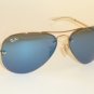 New  RAY BAN  Sunglasses AVIATOR  Gold Frame  RB 3449 001/55  Blue Lenses  59mm