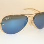 New  RAY BAN  Sunglasses AVIATOR  Gold Frame  RB 3449 001/55  Blue Lenses  59mm