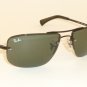 New RAY BAN  Sunglasses  RIMLESS  Black Frame  RB 3497 002/71  Gray/Green Lenses