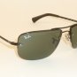 New RAY BAN  Sunglasses  RIMLESS  Black Frame  RB 3497 002/71  Gray/Green Lenses