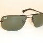 New RAY BAN  Sunglasses  RIMLESS  Black Frame  RB 3497 002/71  Gray/Green Lenses