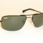 New RAY BAN  Sunglasses  RIMLESS  Black Frame  RB 3497 002/71  Gray/Green Lenses