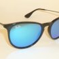 New  RAY BAN  Erika  Sunglasses  Black Frame  RB 4171 601/55  Blue Mirror Lenses