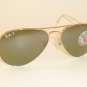 New RAY BAN Aviator Sunglasses  Gold Frame  RB 3025 001/M4  Polarized Green 55mm