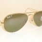 New RAY BAN Aviator Sunglasses  Gold Frame  RB 3025 001/M4  Polarized Green 55mm