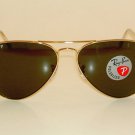 New RAY BAN Aviator Sunglasses Glass Polarized Green  RB 3025 001/58  Gold  62mm