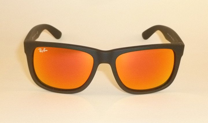 New RAY BAN Justin Sunglasse  Matte Black Rubber RB 4165 622/6Q  Red Mirror 54mm