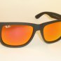 New RAY BAN Justin Sunglasse Matte Black Rubber RB 4165 622/6Q Red Mirror 54mm