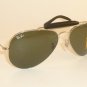 New RAY BAN Aviator Silver Outdoorsman Leather RB 3422Q 003 G-15 Lenses 58mm