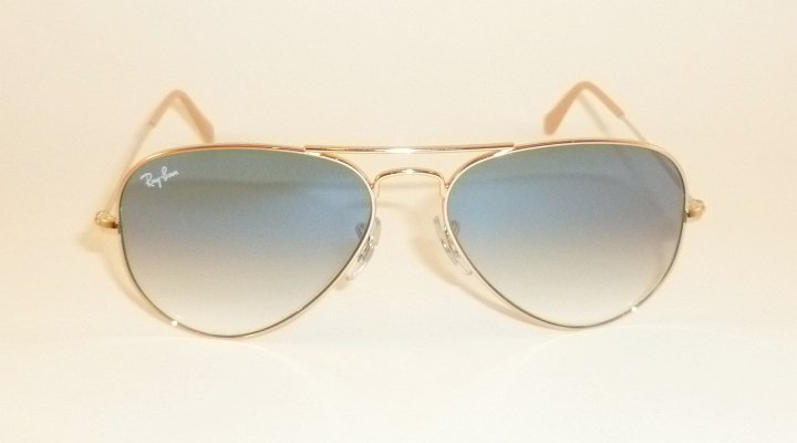 New RAY BAN Aviator Sunglasses Gold Frame RB 3025 001/3F Gradient Blue 55mm