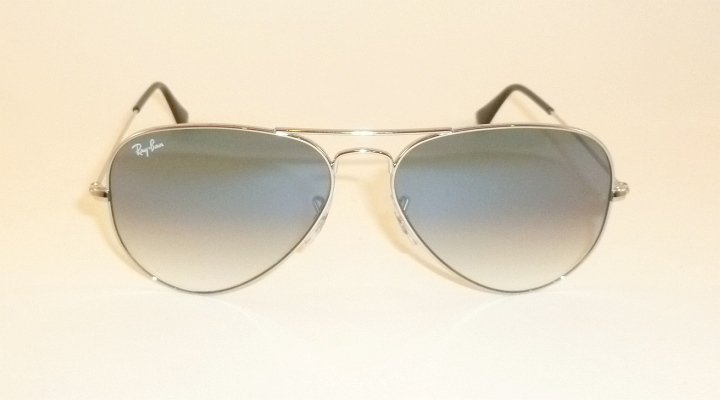 New RAY BAN Aviator Sunglasses Silver Frame  RB 3025 003/3F  Gradient Blue  58mm