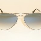 New RAY BAN Aviator Sunglasses Silver Frame  RB 3025 003/3F  Gradient Blue  58mm