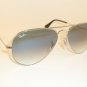 New RAY BAN Aviator Sunglasses Silver Frame  RB 3025 003/3F  Gradient Blue  58mm