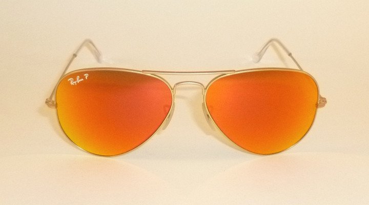New RAY BAN Aviator Matte Gold Frame RB 3025 112/4D Polarized Orange Mirror 55mm