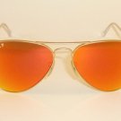 New RAY BAN Aviator Matte Gold Frame RB 3025 112/4D Polarized Orange Mirror 55mm