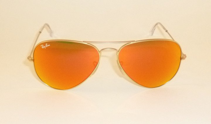 New RAY BAN  Aviator  Sunglasses  Matte Gold  RB 3025 112/69  Orange Mirror 62mm