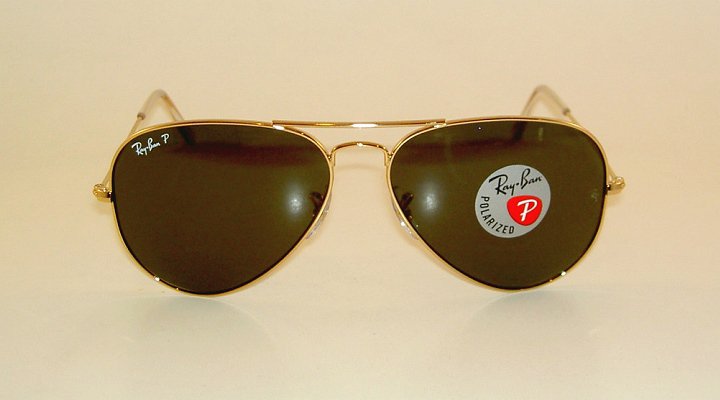 New RAY BAN  Aviator Sunglasses Glass Polarized Green  RB 3025 001/58  Gold 55mm